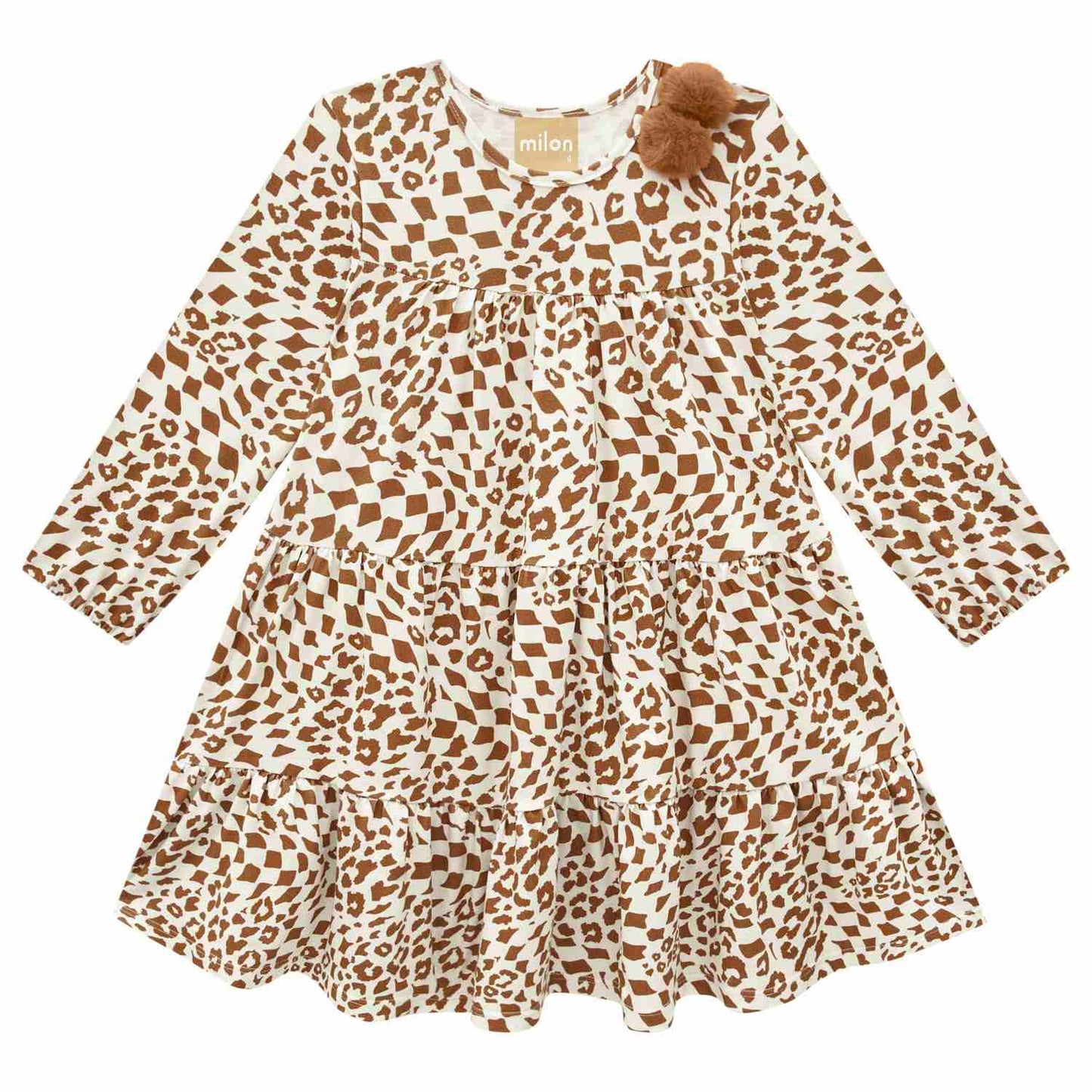 Tan & White Leopard Print Dress