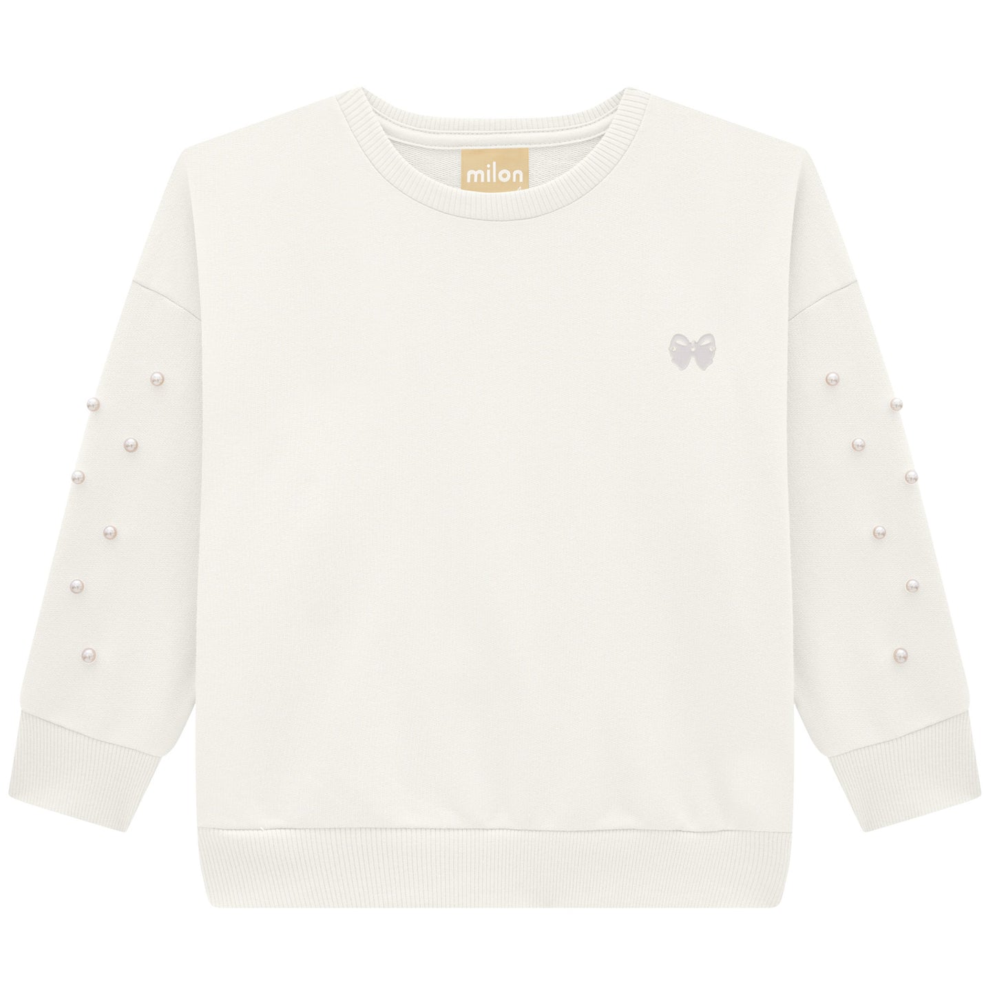 Girls Beaded Sleeve Cotton Sweatshirt