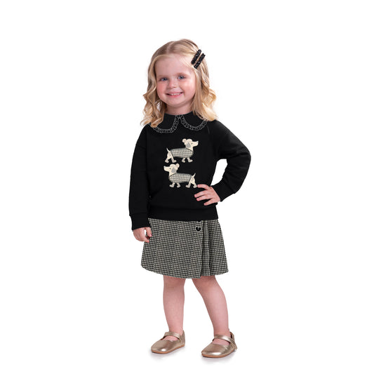 Girls Black & White Houndstooth Skorts