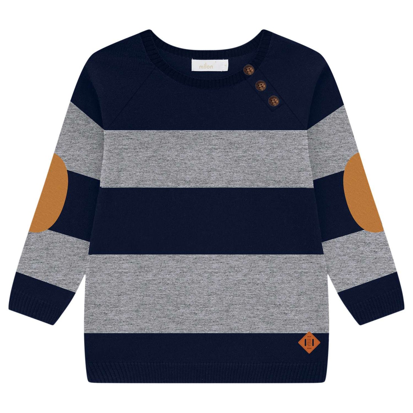 Boys Striped Navy & Grey Knit Sweater