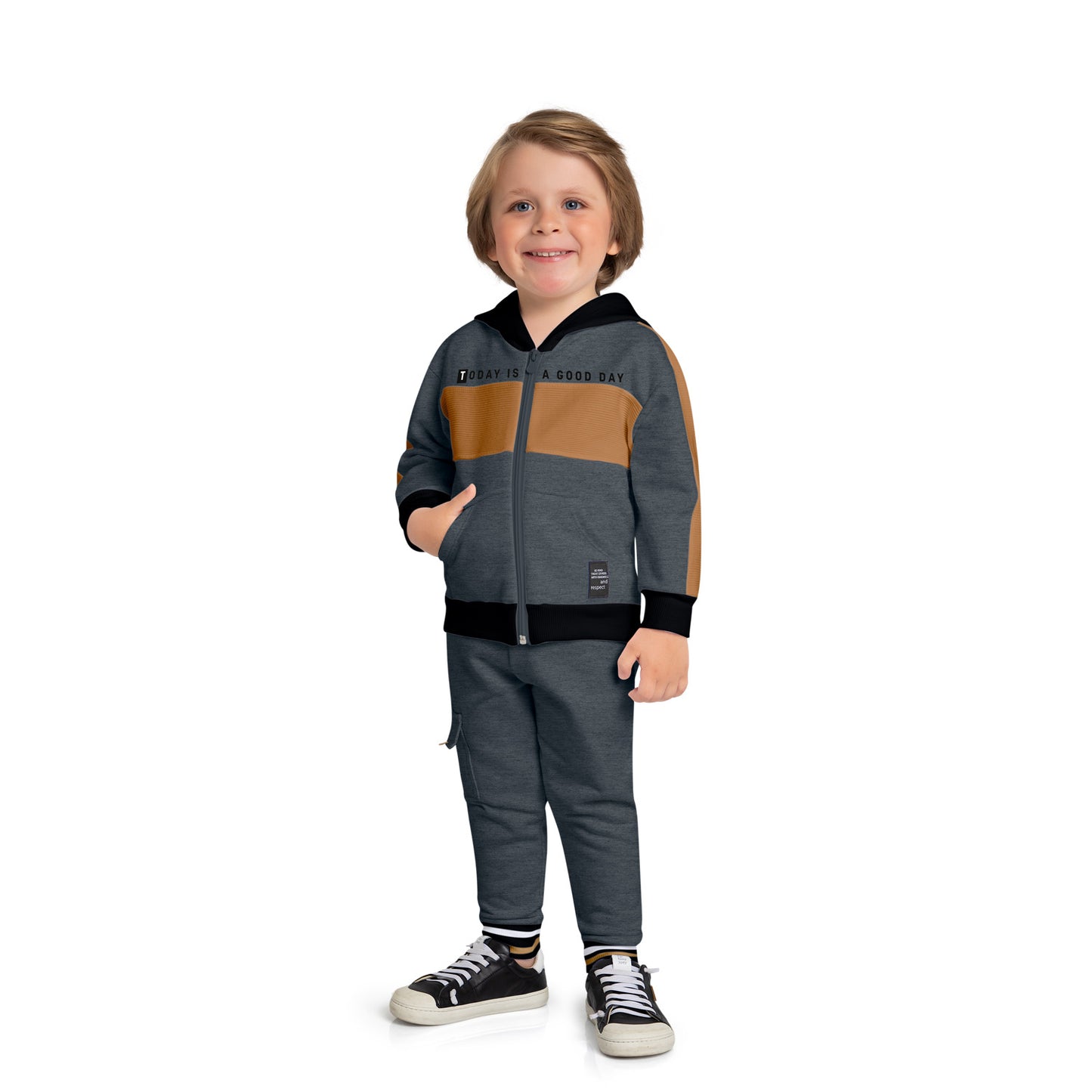Boys Grey & Brown Hooded Jacket