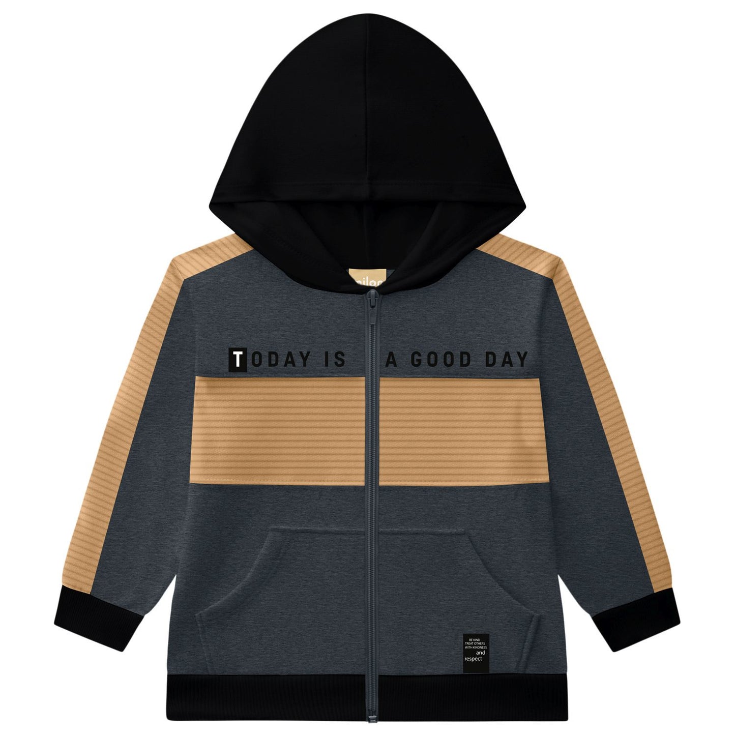 Boys Grey & Brown Hooded Jacket