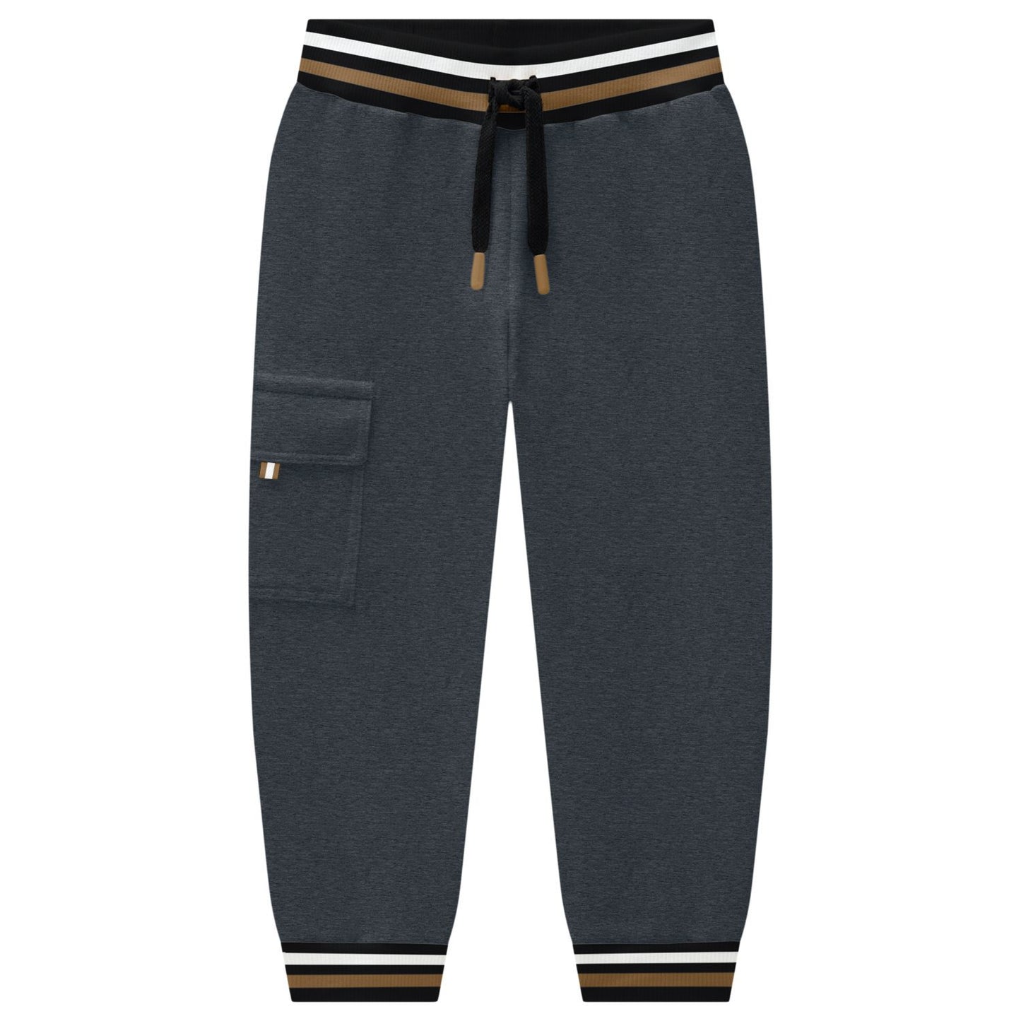 Boys Grey Sweatpants w/ Striped Cuff