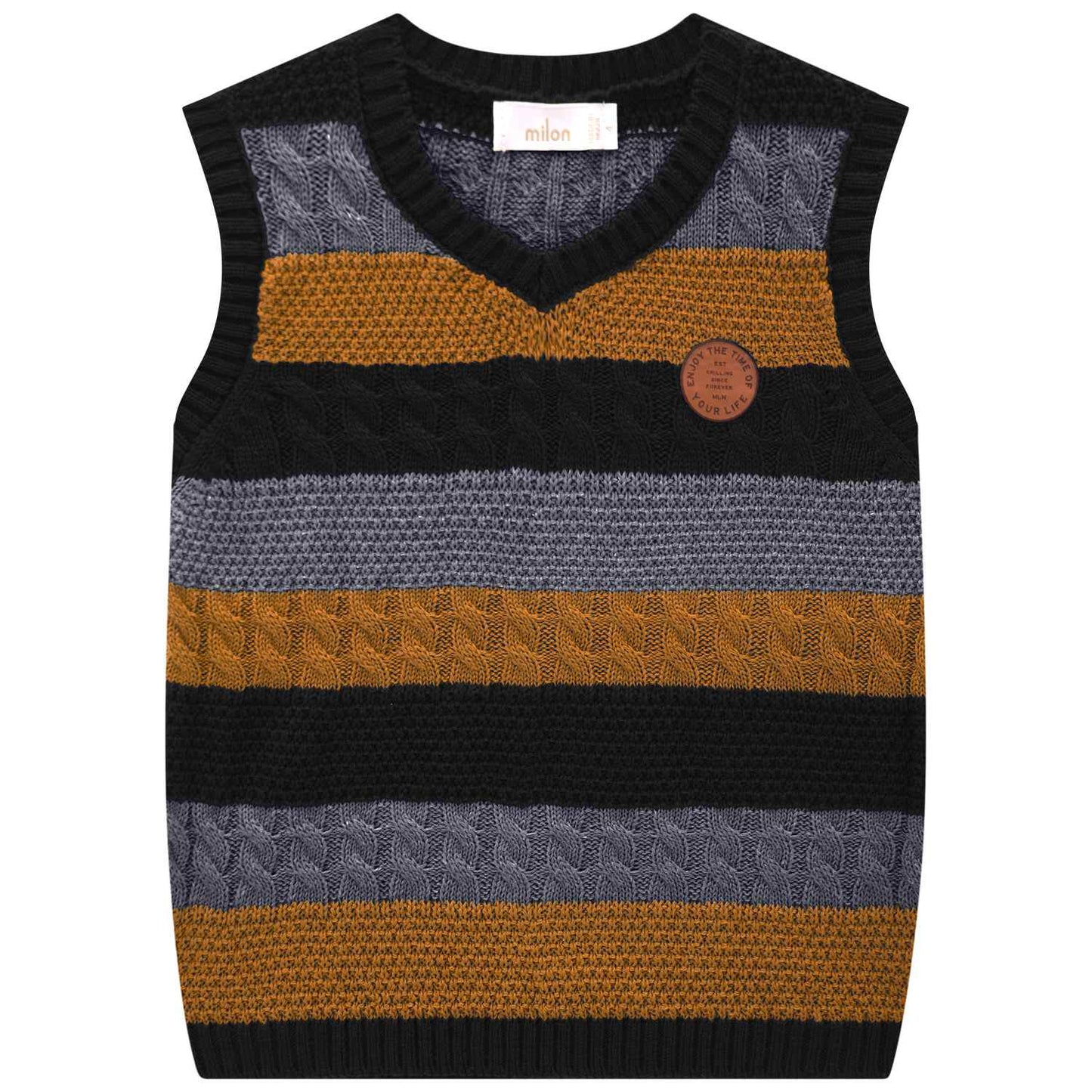 Boys Striped Knit Sweater Vest