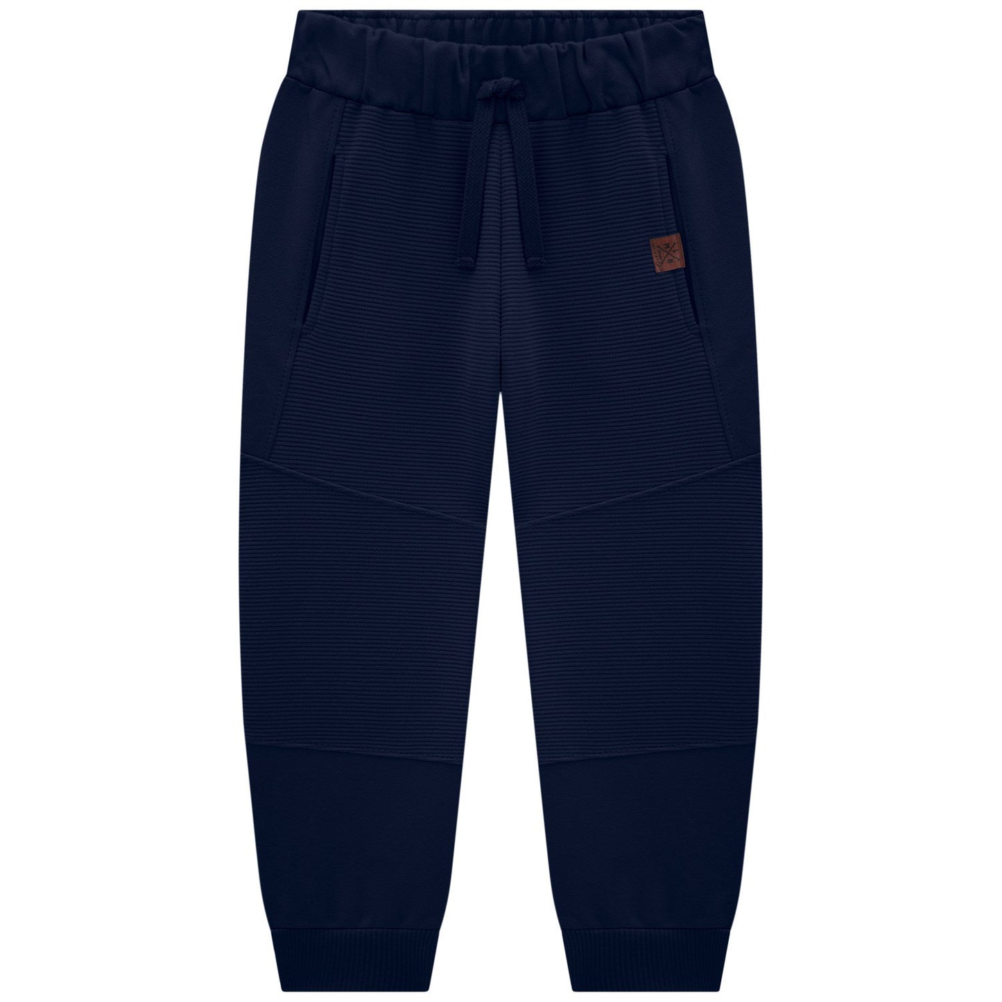 Boys Navy Blue Textured Sweatpants