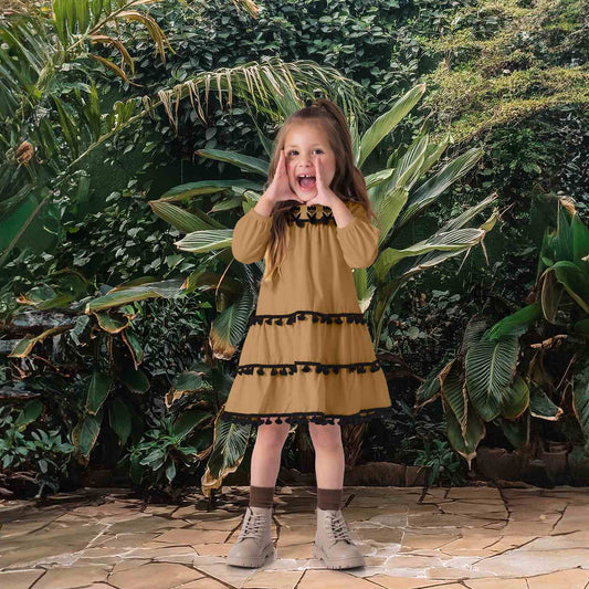 Tan Dress w/ Black Tassels