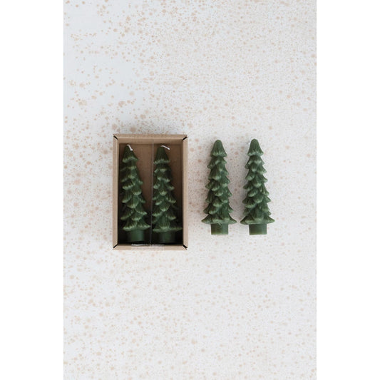 Unscented Green Tree Shaped Taper Candles