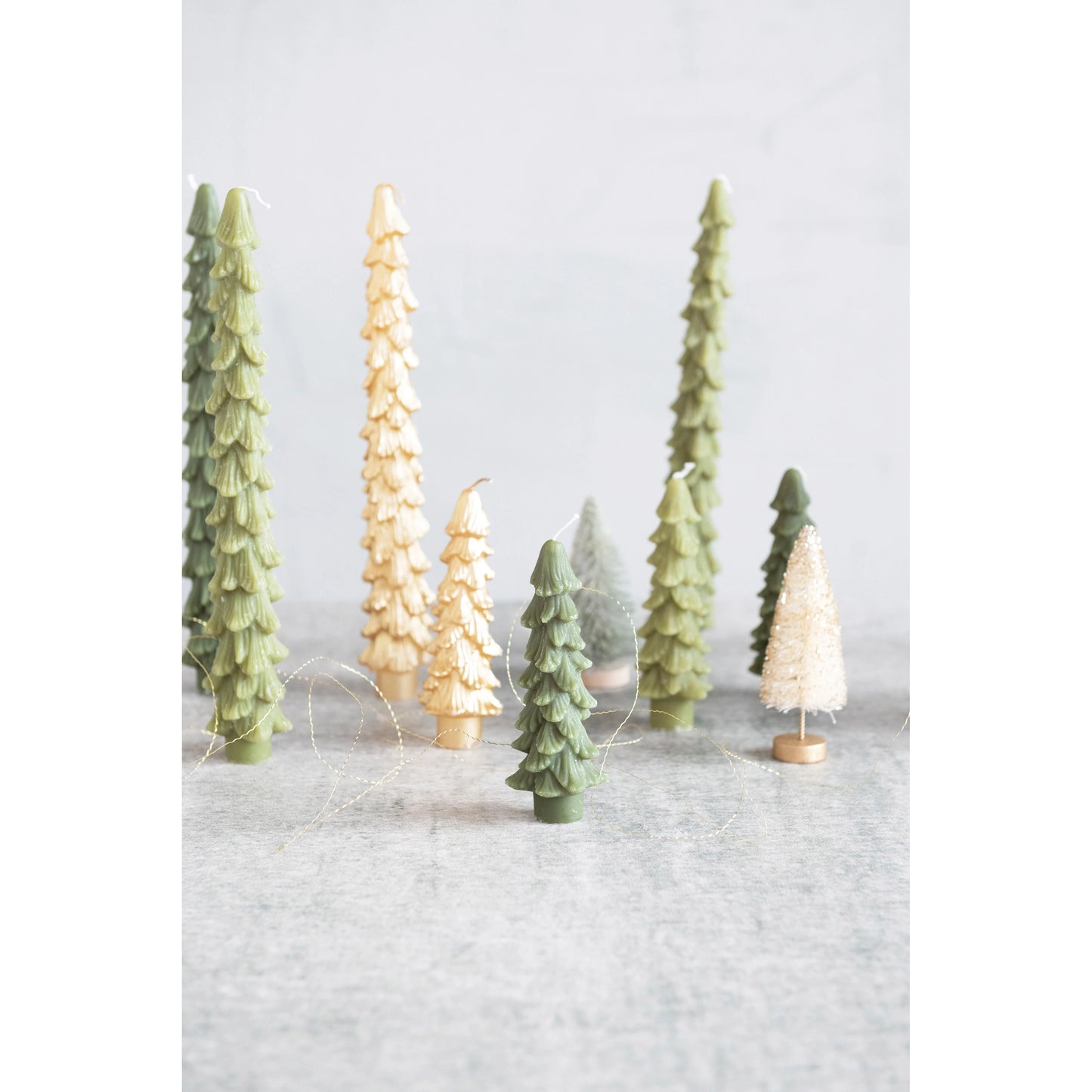 Unscented Green Tree Shaped Taper Candles