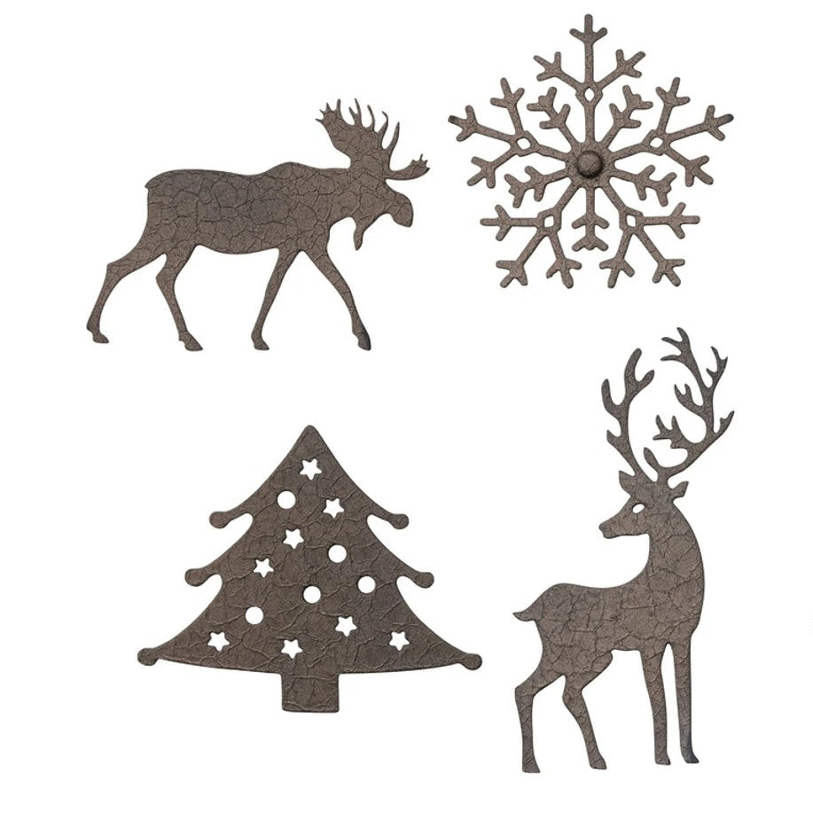 Bronze finish Textured Metal Holiday Magnets, 4 Styles