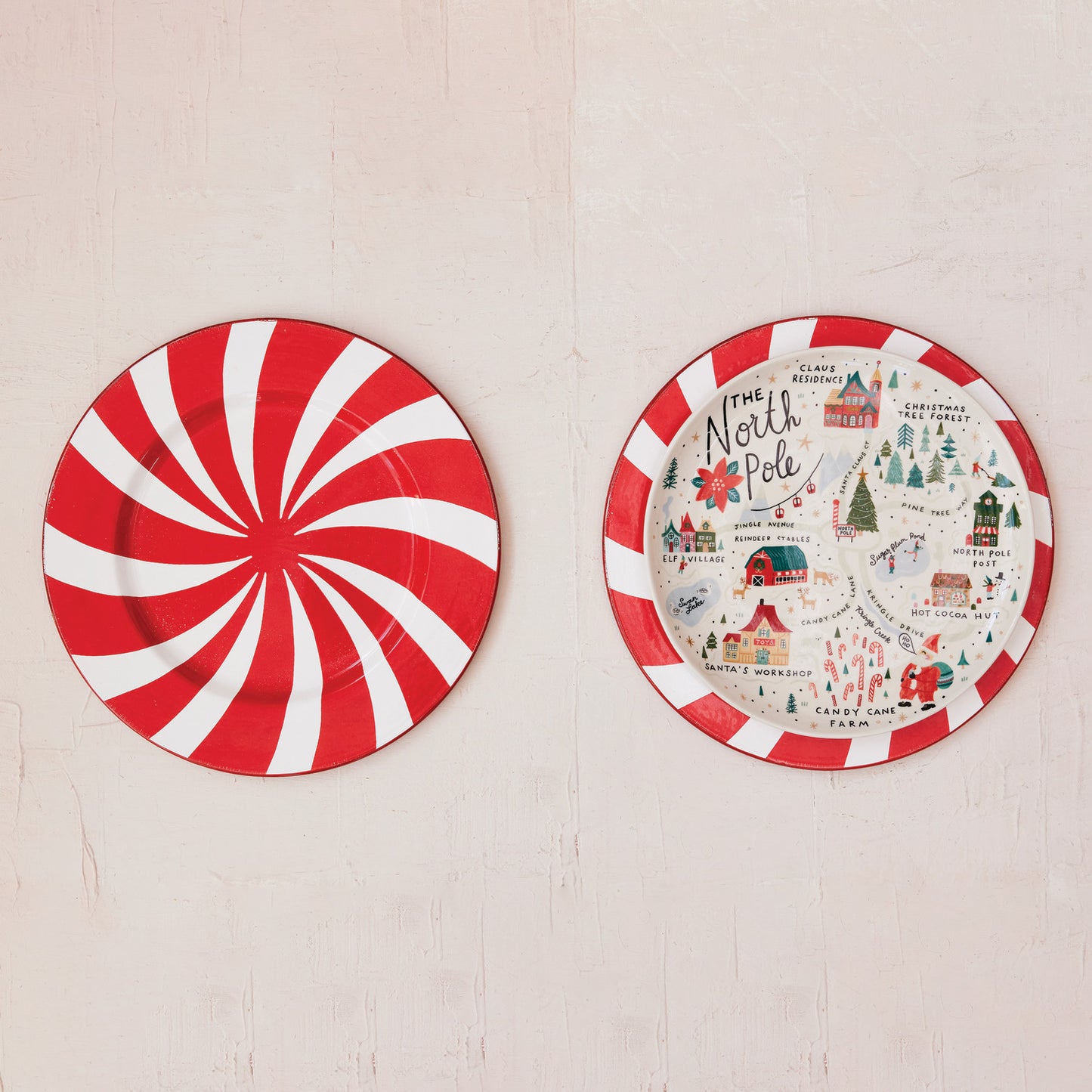 11" Round Stoneware Plate with North Pole Scene