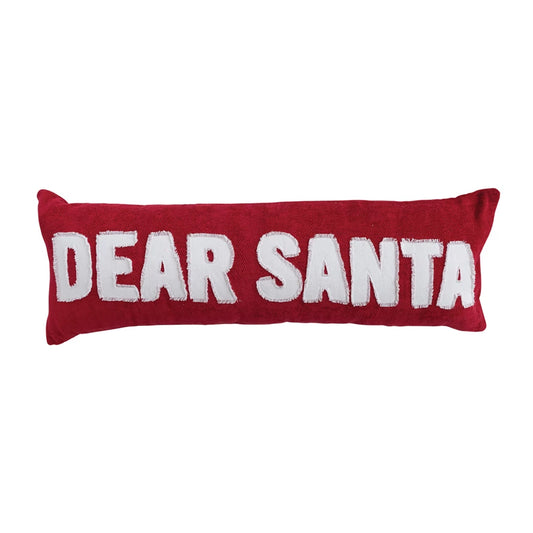 Woven Cotton Lumbar Pillow w/ "Dear Santa" Applique