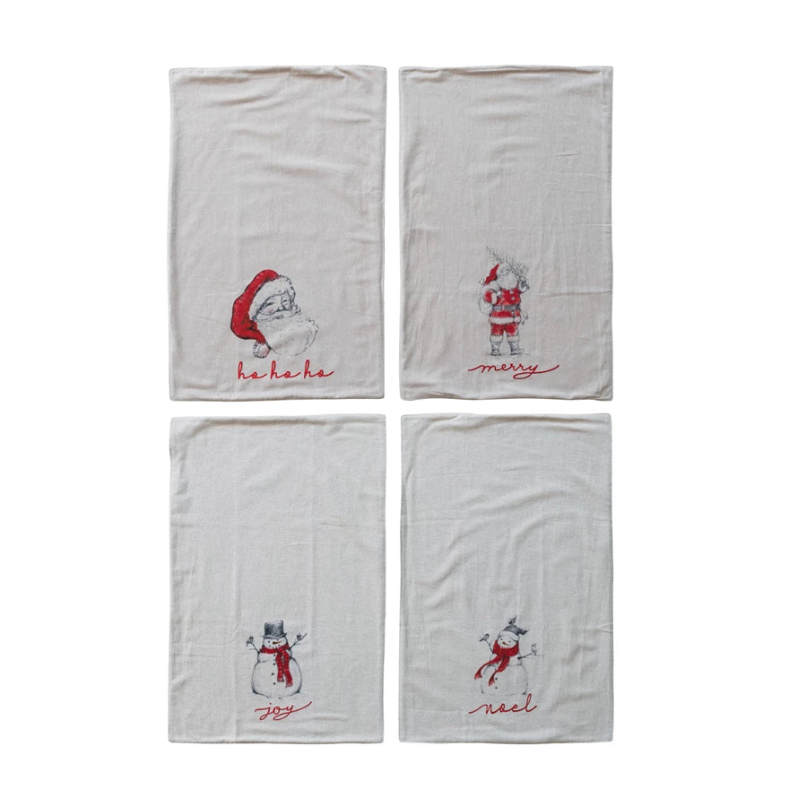 Snowman or Santa Cotton Tea Towel
