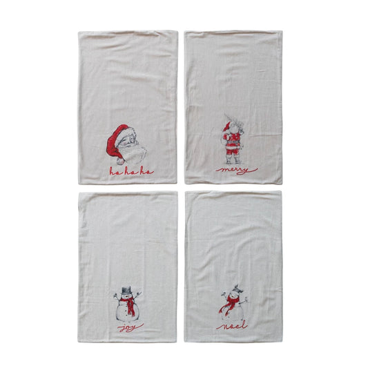 Snowman or Santa Cotton Tea Towel