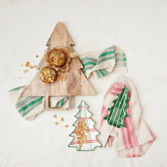 Striped Ceramic Tree Shaped Plate