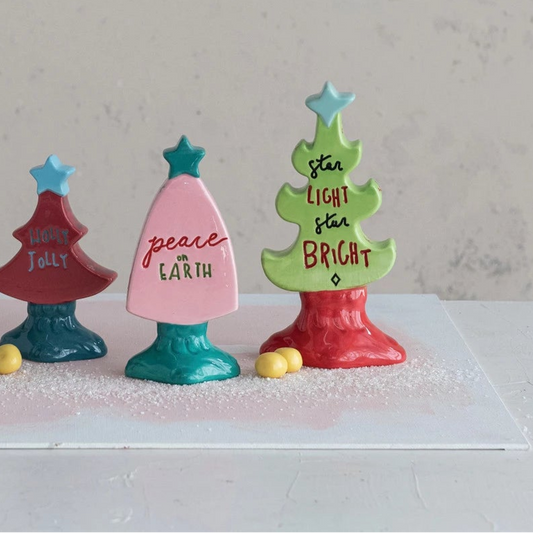 Hand-Painted Stoneware Tree "Peace On Earth"
