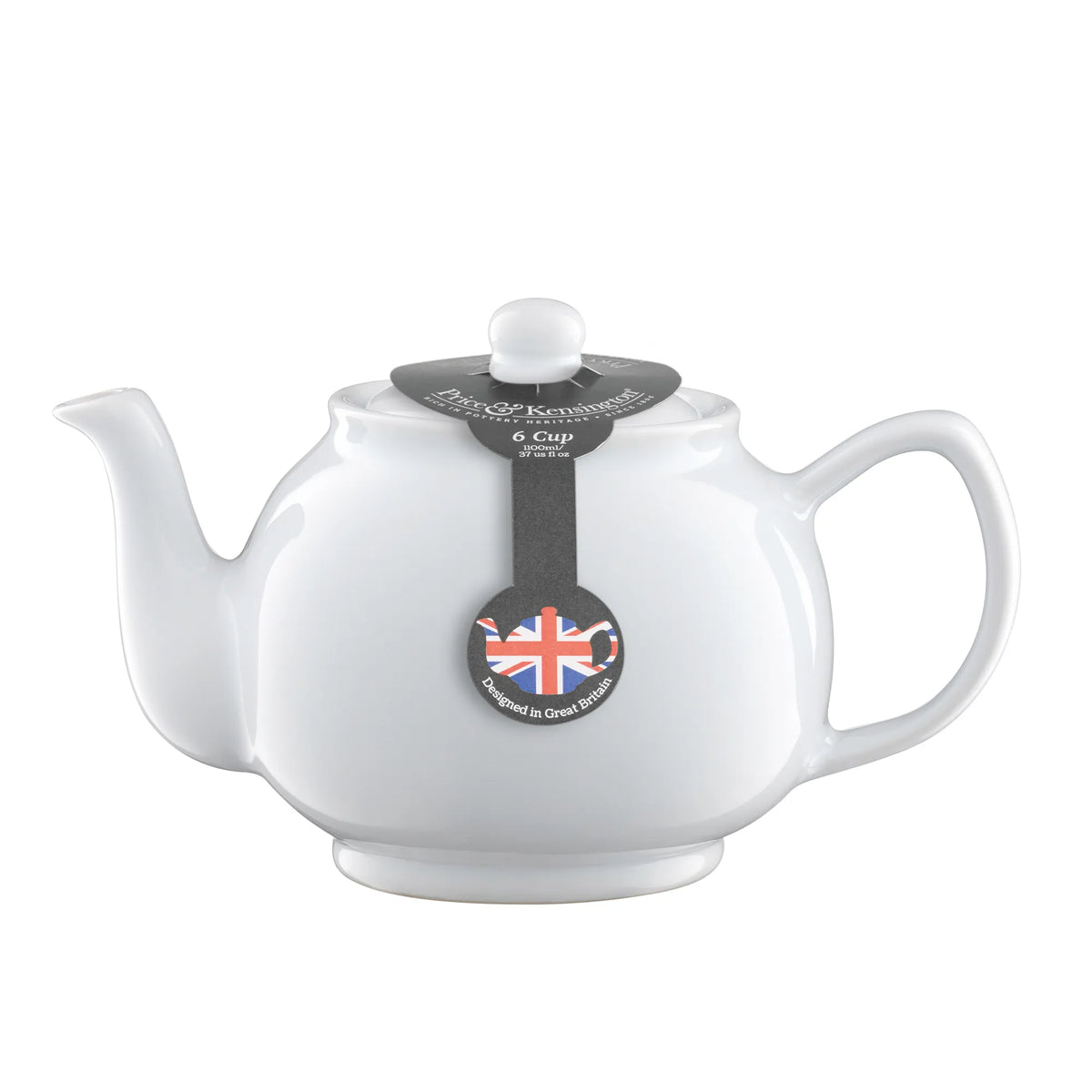 White 6cup Teapot