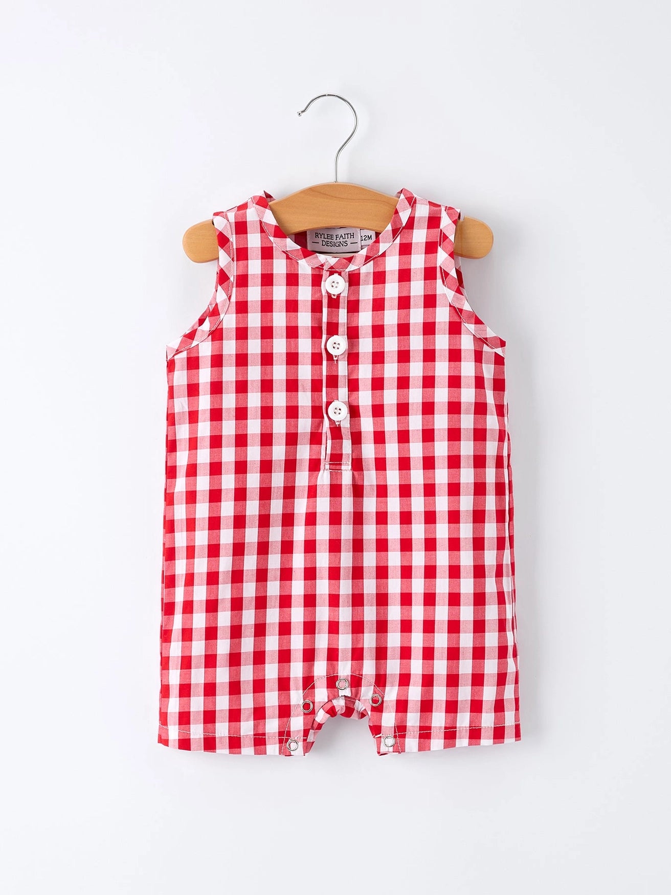 Summer Plaid Smocked Ruffle Boys Romper