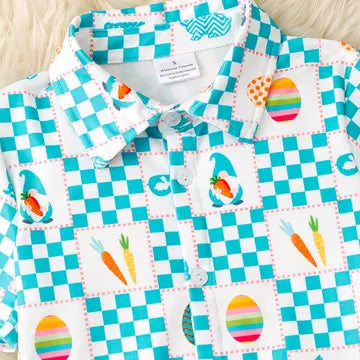 Easter Checker Printed Boys 2 Piece Set