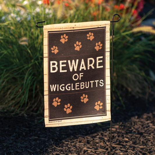 Beware of Wigglebutts Garden Flag