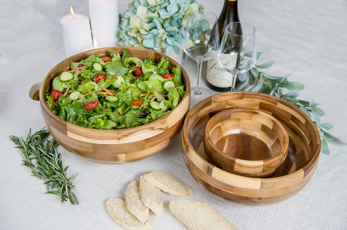 Acacia 12" Large Round Salad Bowl