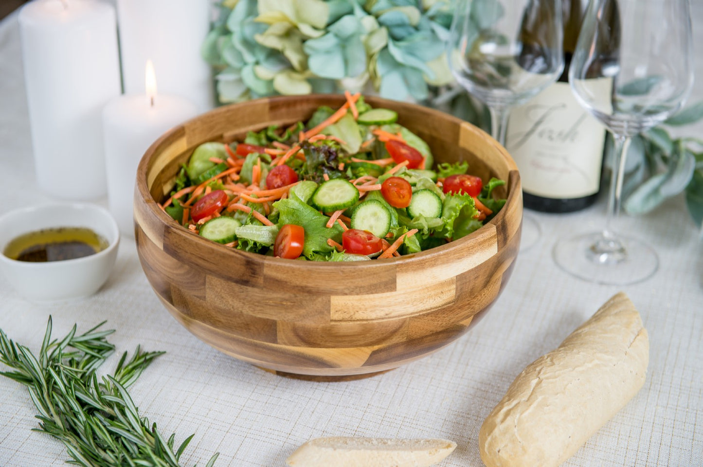 Acacia 12" Large Round Salad Bowl