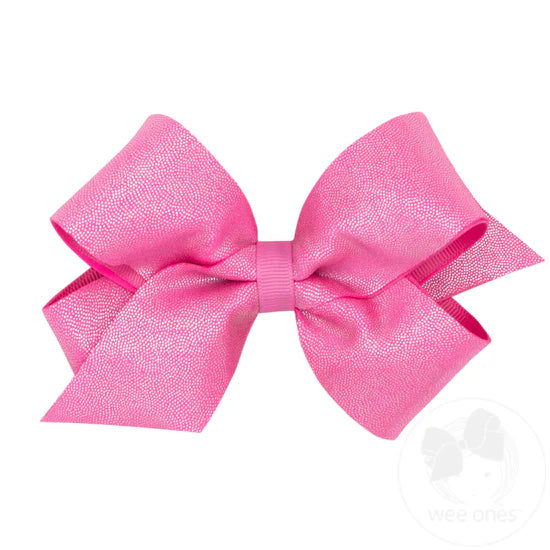 Medium Mirror Dot and Grosgrain Overlay Hair Bow