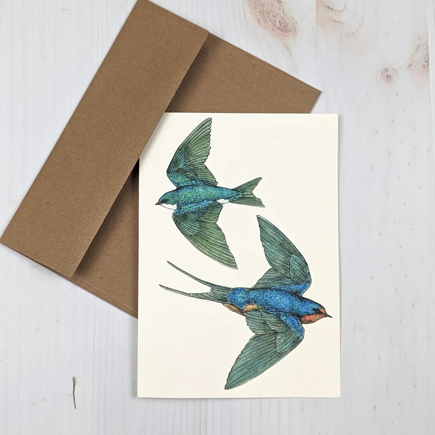 Swooping Swallows Card - 5x7 Blank Notecard