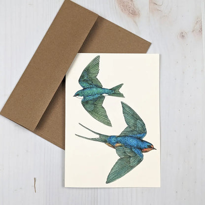 Swooping Swallows Card - 5x7 Blank Notecard