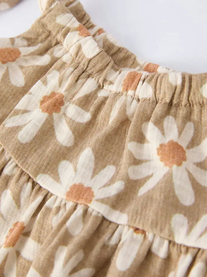 Floral Daisy Baby Girl Spaghetti Strap Romper