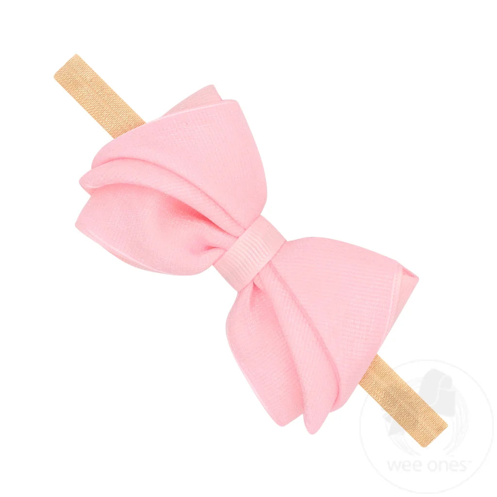 Mini King Pleated Organza Grosgrain Underlay Bow on Baby Band