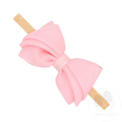 Mini King Pleated Organza Grosgrain Underlay Bow on Baby Band