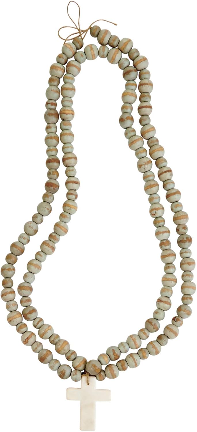 White Marble Cross Beads