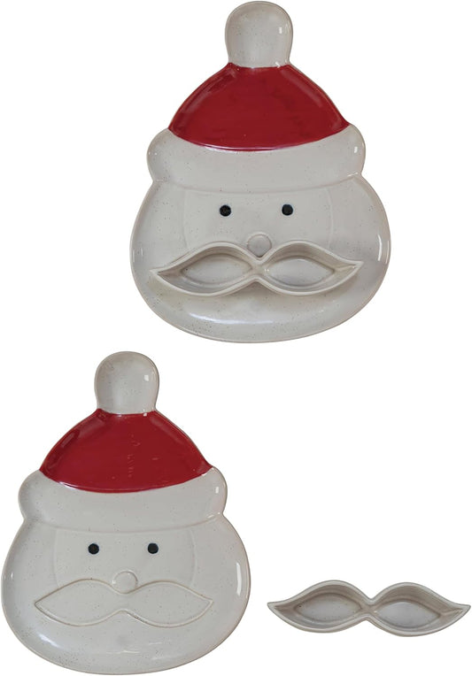 Stoneware Santa Plate /w Mustache Dish