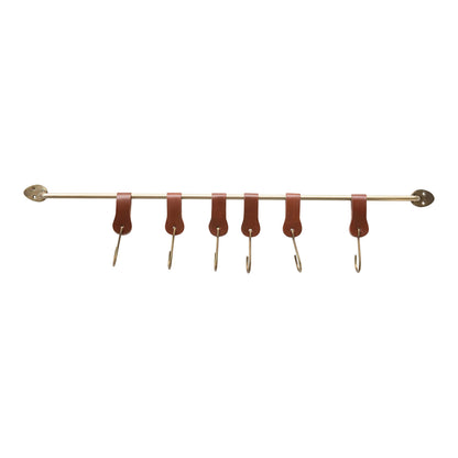 Metal & Leather Wall Hook w/ Hooks