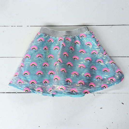 Mint Rainbow Sequin Twirl Skirt