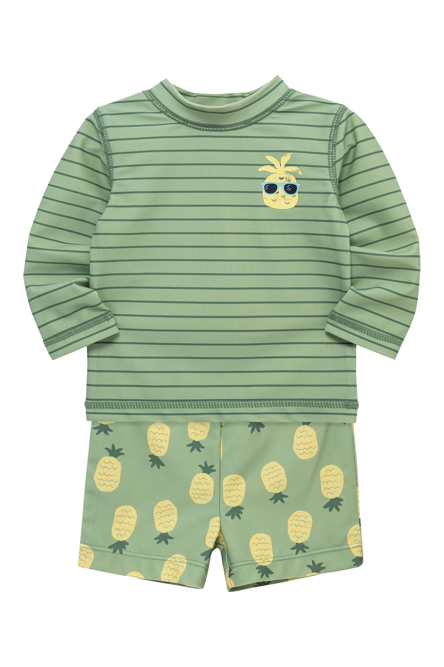 Pineapple Long Sleeve UPF 50+ Two-Piece Rashguard Swimsuit