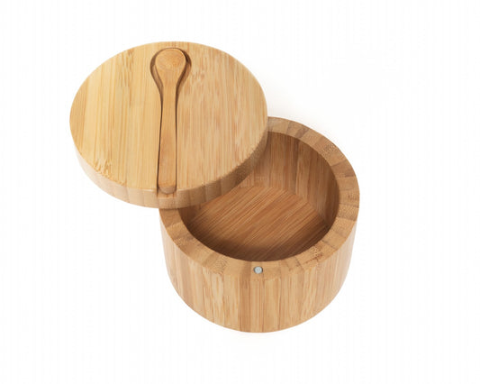 Bamboo Salt Box with Salt Spoon