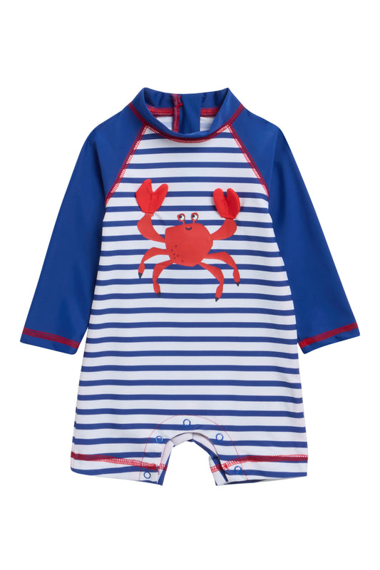 Crab Long Sleeve UPF 50+ One-Piece Rashguard Swimsuit