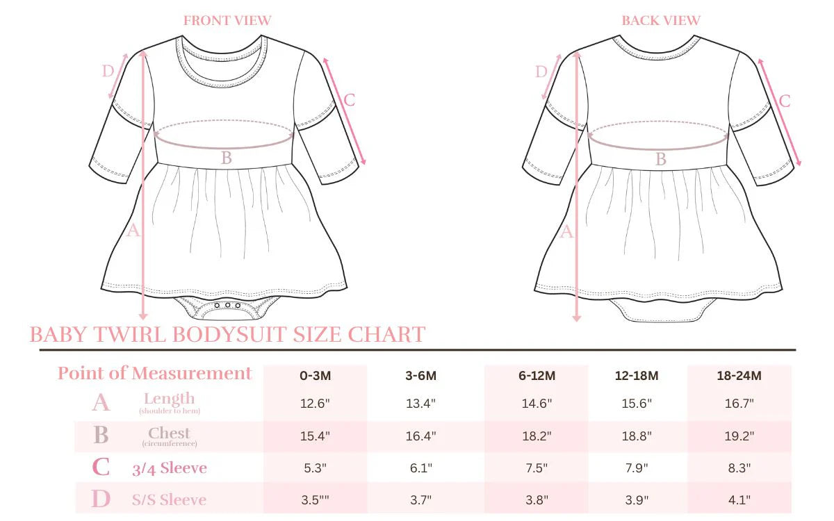Tangerine Leaves 3/4 Sleeve Flutter Twirl Bodysuit