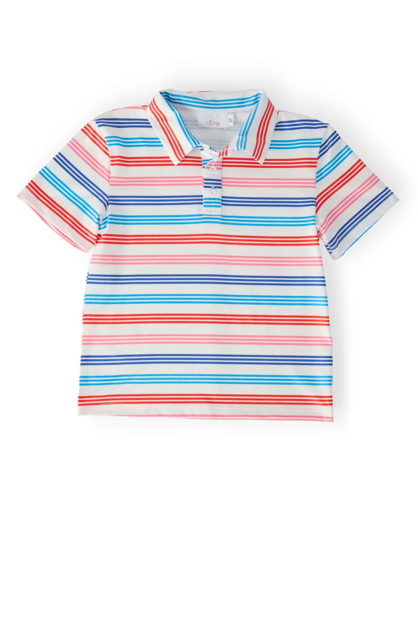 Boys Red, White & Stripes S/S Polo