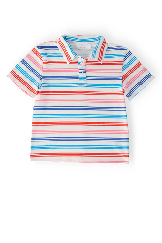 Boys Red, White & Stripes S/S Polo