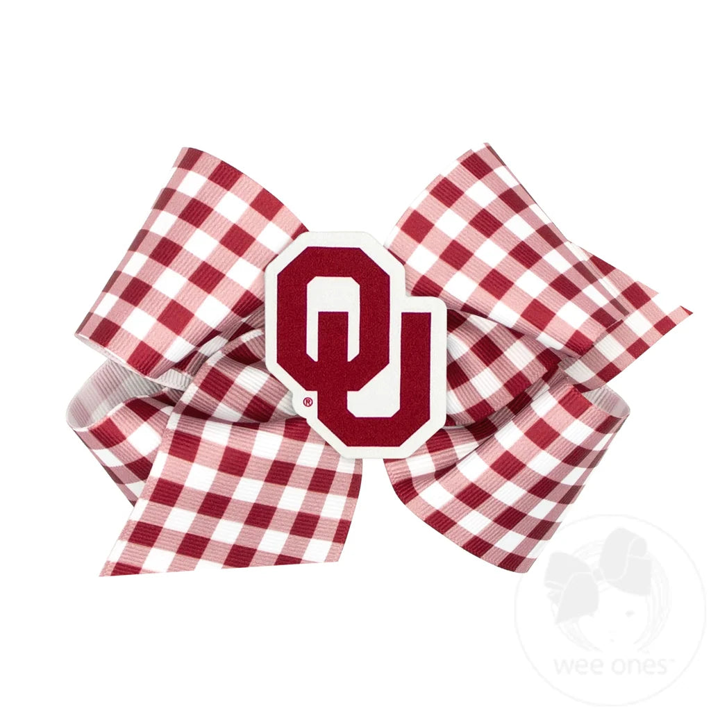 King Gingham Hair Bow with Logo Patch