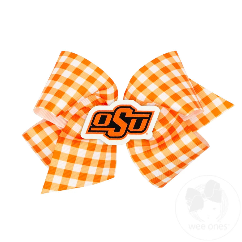 King Gingham Hair Bow with Logo Patch