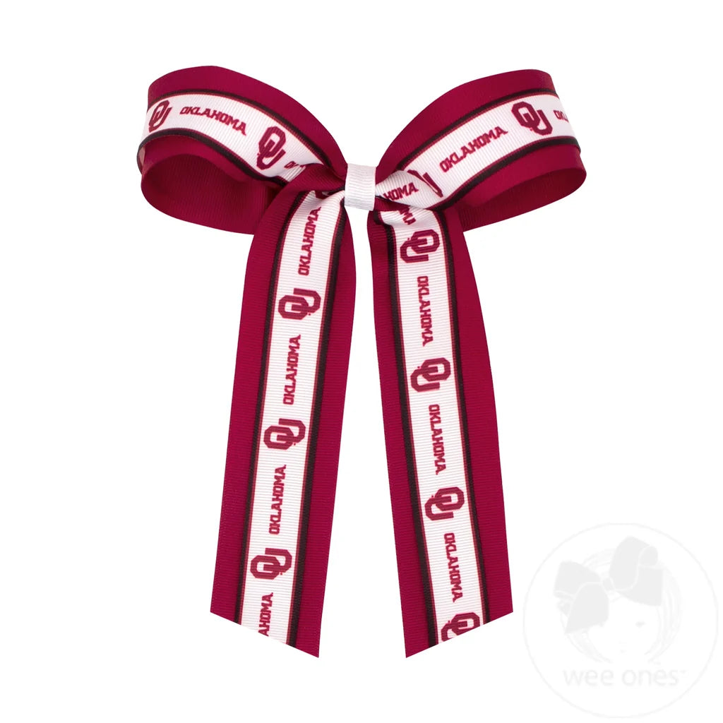Large Logo Ribbon Underlay Hair Bow with Streamer Tails