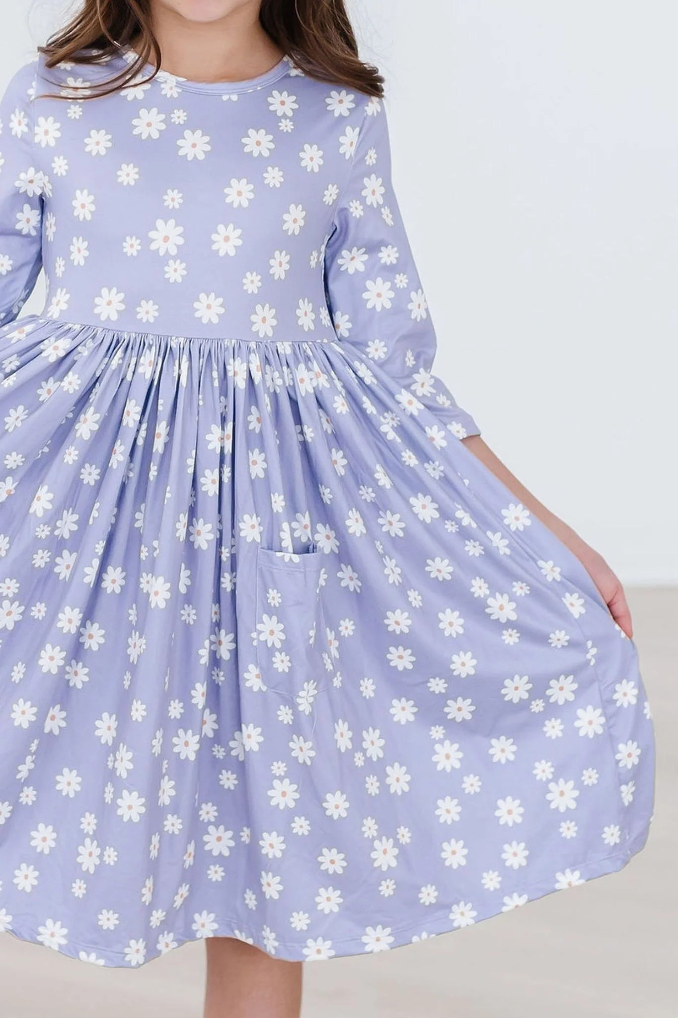 Dinty Daisies 3/4 Sleeve Pocket Twirl Dress