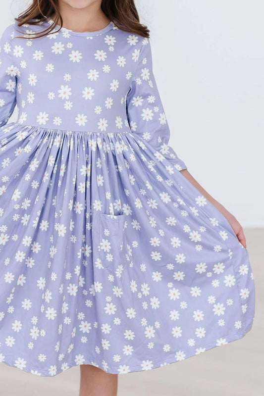 Dinty Daisies 3/4 Sleeve Pocket Twirl Dress