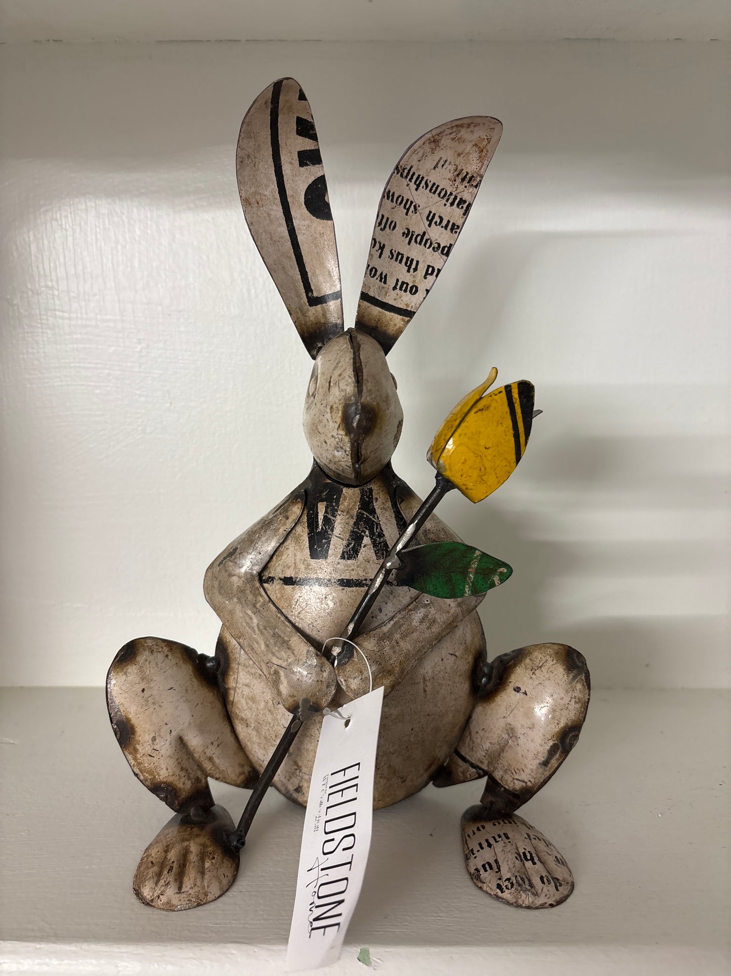 Sitting Recycled Metal Bunny