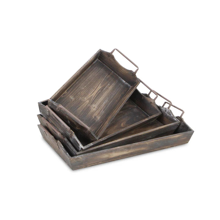 Keaton Wood Trays 4 Piece