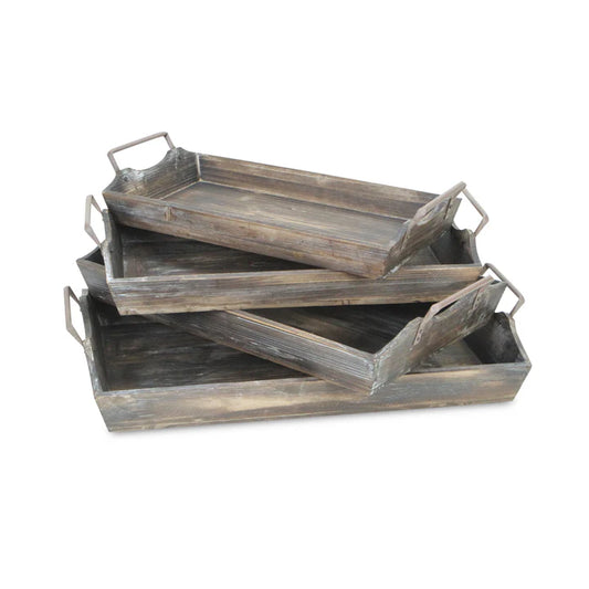 Keaton Wood Trays 4 Piece