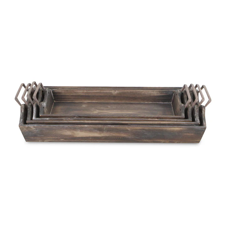 Keaton Wood Trays 4 Piece